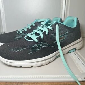 Skechers GOwalk 5 Alive 15929 Walking Sneaker Women's Size 10 Blue Black